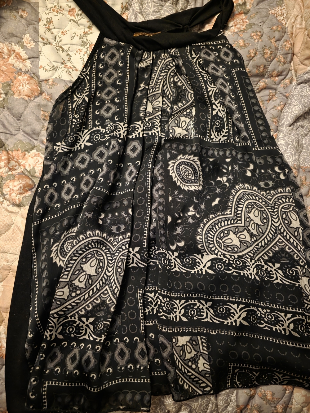 Black Paisley Halter Blouse - Women